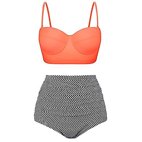 

Women's Bikini 2 Piece Swimsuit High Waist Push Up Solid Color 2Red clothes polka dot pants 3 pure black set 4 black clothes thick striped pants 6 orange clothes striped pants 7 green hard bag