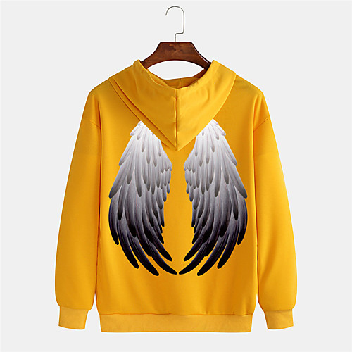 

Men's Pullover Hoodie Sweatshirt Graphic Prints Wings 3D Hooded Sports & Outdoor Daily Sports Hot Stamping Basic Casual Hoodies Sweatshirts Long Sleeve Yellow Green Black