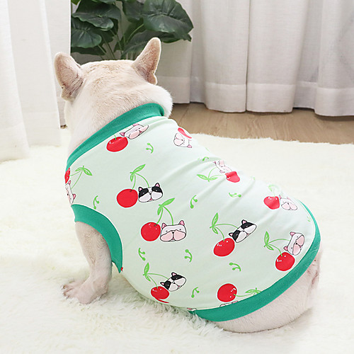 

Dog Cat Shirt / T-Shirt Vest Cartoon Basic Adorable Cute Casual / Daily Dog Clothes Puppy Clothes Dog Outfits Breathable Green Costume for Girl and Boy Dog Cotton S M L XL XXL