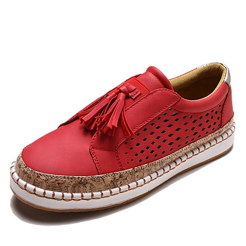 

Women's Sneakers Tassel Loafers Tassel Shoes Wedge Heel Vintage PU Solid Colored White Red Blue