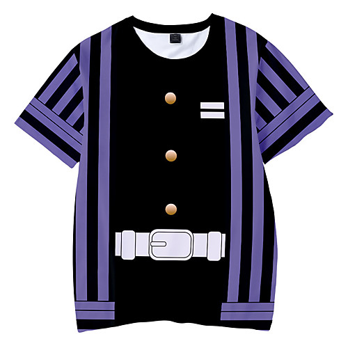 

Inspired by Demon Slayer Cosplay Cosplay Costume T-shirt Terylene Stripes Printing Harajuku Graphic T-shirt For Women's / Men's