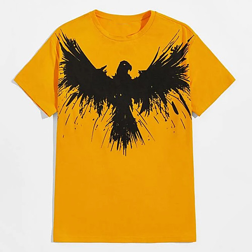 

Men's Unisex Tee T shirt Hot Stamping Graphic Prints Eagle Plus Size Print Short Sleeve Casual Tops 100% Cotton Basic Designer Big and Tall Yellow