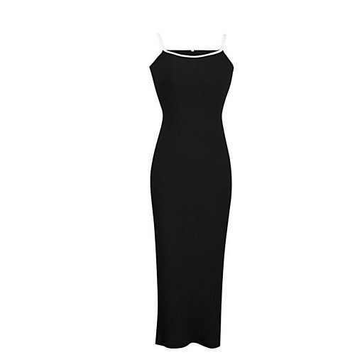 

Women's Sheath Dress Maxi long Dress Blushing Pink Gray White Black Sleeveless Solid Color Summer Sexy Slim 2021 S M L