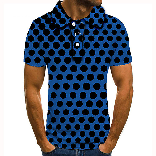 

Men's Golf Shirt 3D Print Circle Geometric Button-Down Short Sleeve Street Tops Casual Fashion Cool Blue / Sports