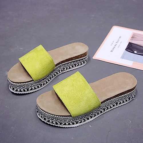 

Women's Sandals Lace up Boho Bohemia Beach Outdoor Slippers Chunky Heel Round Toe Rubber PU Yellow Light Red Black