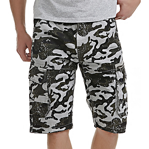 

Men's Basic Cargo Casual Going out Chinos Tactical Cargo Pants Camouflage Short Pocket Patchwork Print Blue Army Green Khaki Light gray