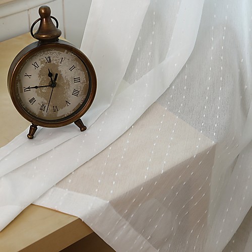 

Two Panel Modern Minimalist Style Vertical Striped Jacquard Window Screen Living Room Bedroom Dining Room Translucent Tulle