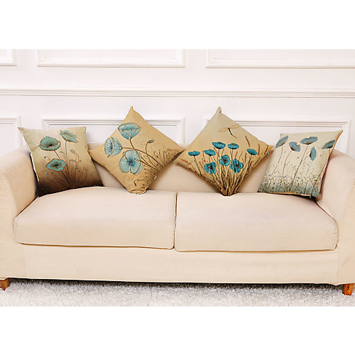 

Cushion Cover 4PCS Faux Linen Decorative Square Throw Pillow Cover Cushion Case Pillowcase for Sofa Bedroom 45 x 45 cm (18 x 18 Inch) Superior Quality Machine Washable