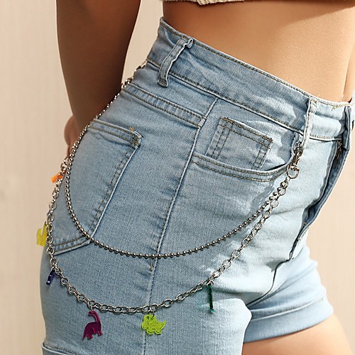 

Waist Chain Rock Women's Body Jewelry For Street Layered Alloy Alphabet Shape Silver 1 PC