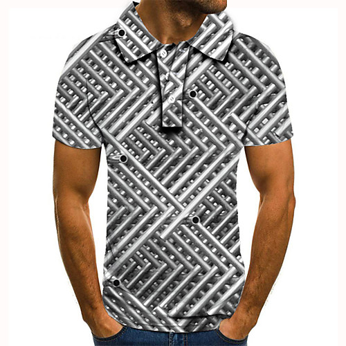 

Men's Golf Shirt Tennis Shirt 3D Print 3D Graphic Prints Button-Down Short Sleeve Street Tops Casual Fashion Cool Gray / Sports