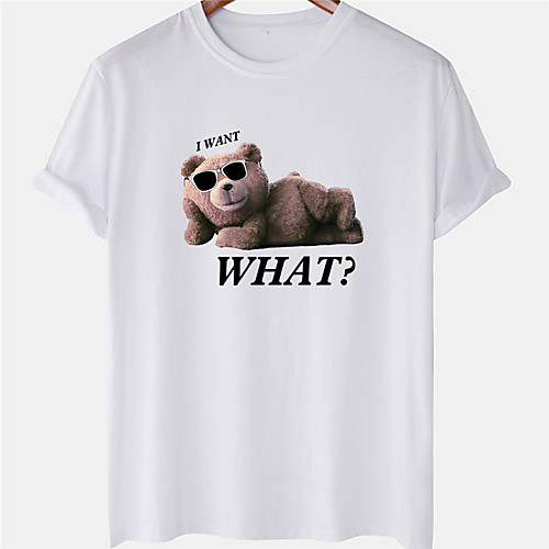 

Men's Unisex Tee T shirt Hot Stamping Bear Plus Size Short Sleeve Casual Tops 100% Cotton Basic Designer Big and Tall White Blushing Pink Khaki