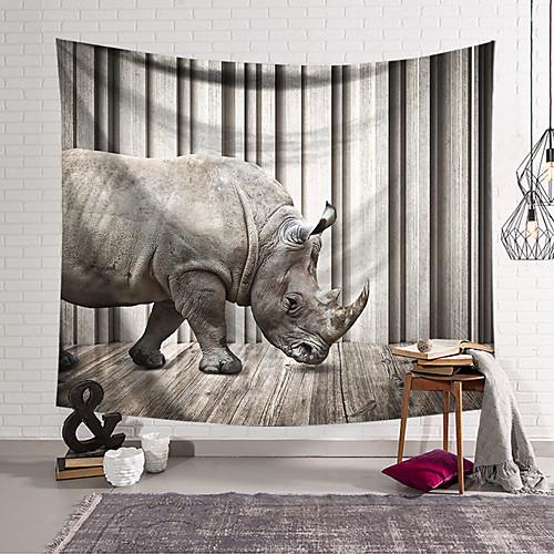 

3D Animal Wall Tapestry Art Decor Blanket Curtain Hanging Home Bedroom Living Room Decoration Polyester Rhinoceros