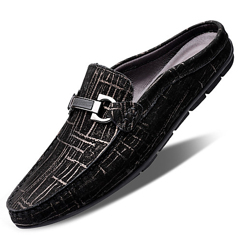 

Men's Clogs & Mules Leather Shoes Casual Vintage Classic Daily Party & Evening Nappa Leather Cowhide Non-slipping Wear Proof Booties / Ankle Boots Black Brown Spring Summer