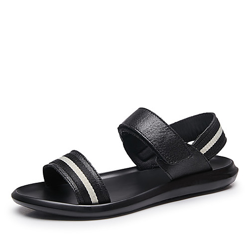 

Men's Sandals Leather Shoes Flat Sandals Business Casual Classic Daily Outdoor Nappa Leather Cowhide Non-slipping Wear Proof Booties / Ankle Boots Black Spring Summer