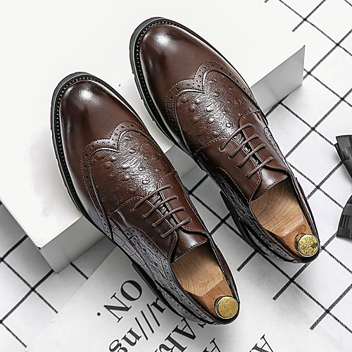 

Men's Oxfords Printed Oxfords Business Vintage Classic Daily Party & Evening Nappa Leather Cowhide Non-slipping Wear Proof Booties / Ankle Boots Coffee Spring Summer