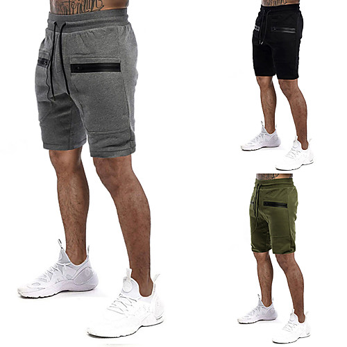 

Men's Shorts Chino Outdoor Sports Slim Casual Sports Chinos Shorts Pants Solid Colored Knee Length Pocket Black Green Dark Gray / Summer / Drawstring