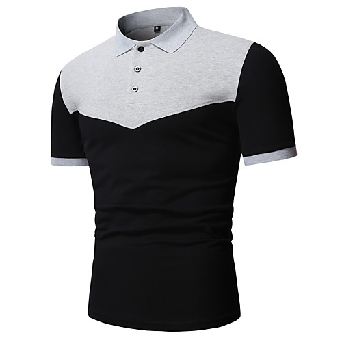 

Men's Golf Shirt Tennis Shirt Other Prints Color Block Short Sleeve Casual Tops Cotton Black / Gray