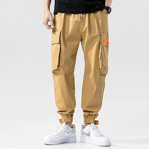 

Men's Casual / Sporty Athleisure Breathable Outdoor Sports Sport Daily Pants Tactical Cargo Pants Solid Colored Full Length Drawstring Pocket Solid color khaki Khaki Green