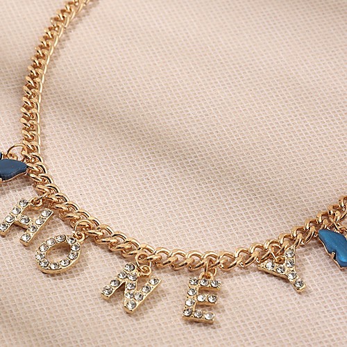 

Women's Chain Necklace Classic Butterfly Romantic Boho Alloy Blushing Pink Dark Blue Light Blue 39.2 cm Necklace Jewelry 1pc For Festival