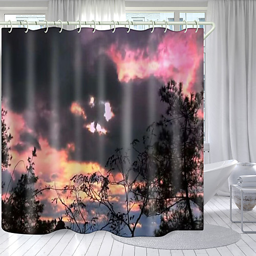 

Dark Clouds cover Red Clouds Digital Printing Shower Curtain Shower Curtains Hooks Modern Polyester New Design 72 Inch