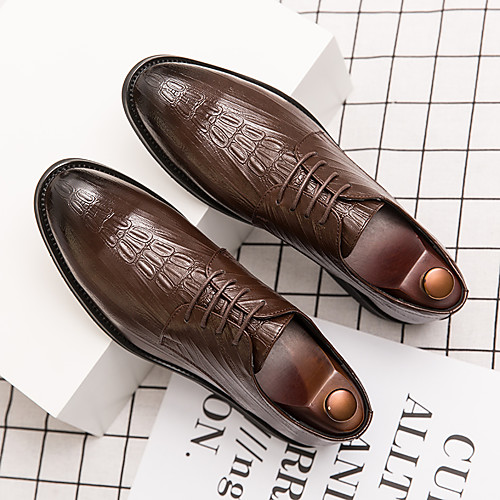 

Men's Oxfords Leather Shoes Printed Oxfords Business Vintage Classic Daily Party & Evening Nappa Leather Cowhide Non-slipping Wear Proof Booties / Ankle Boots Black Brown Spring Summer