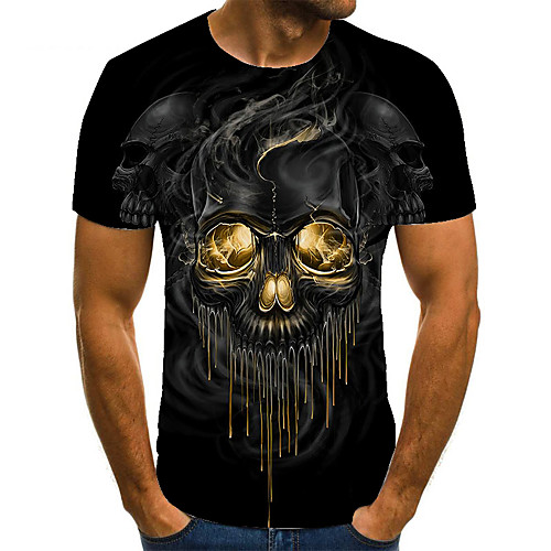 

Men's Unisex Tee T shirt 3D Print Graphic Prints Skull Plus Size Print Short Sleeve Casual Tops Basic Fashion Designer Big and Tall Black