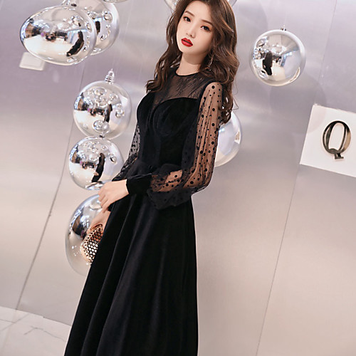 

evening dress skirt women 2020 autumn new banquet elegant black autumn and winter long dress party small dress women