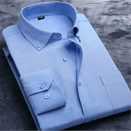 

Men's Shirt Striped Solid Colored Button-Down Long Sleeve Casual Tops Cotton Business Formal Casual Black / Gray Blue Purple / Work