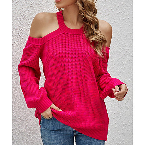 

Women's Solid Color Pullover Sleeveless Sweater Cardigans Crew Neck Fall Spring White Blue Red