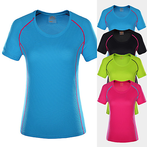 

Wolfcavalry Women's Hiking Tee shirt Short Sleeve Crew Neck Tee Tshirt Top Outdoor Quick Dry Breathable Stretchy Comfortable Spring Summer POLY Solid Color Black Fuchsia Light Blue Hunting Fishing
