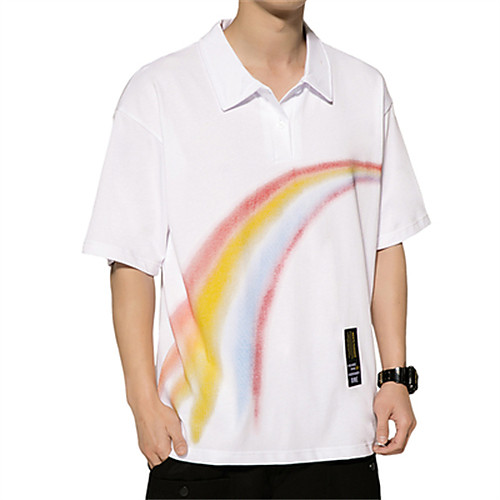 

Men's Golf Shirt Rainbow Short Sleeve Casual Tops White Black / Work