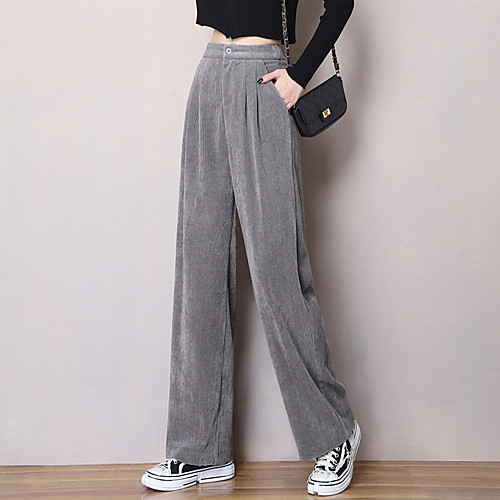 

Women's Casual / Sporty Chino Comfort Daily Weekend Wide Leg Pants Plain Full Length Pocket Black Blushing Pink Gray