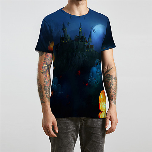 

Men's Unisex Tee T shirt 3D Print Graphic Prints Skull Plus Size Print Short Sleeve Casual Tops Basic Designer Big and Tall Black