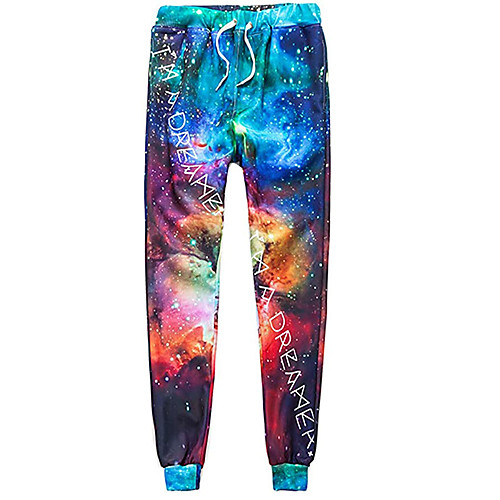 

Men's Casual Athleisure Daily Sports Jogger Pants Sweatpants Pants Galaxy Full Length 3D Print Drawstring Pocket Blue Purple Red Rainbow