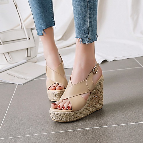 

Women's Heels Wedge Heel Faux Fur Camel White Black