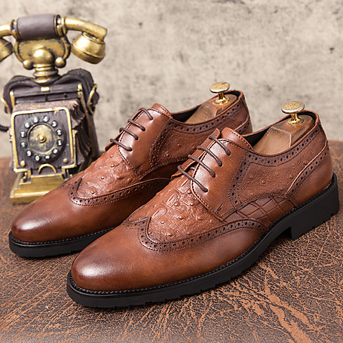 

Men's Oxfords Leather Shoes Printed Oxfords Business Vintage Classic Daily Party & Evening Nappa Leather Cowhide Non-slipping Wear Proof Booties / Ankle Boots Black Brown Spring Summer