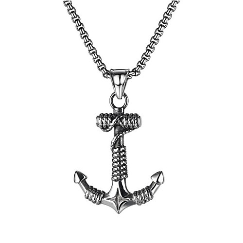 

Men's Pendant Necklace Retro Anchor Fashion Titanium Steel Silver 55 cm Necklace Jewelry 1pc For Anniversary Street Birthday Party Festival