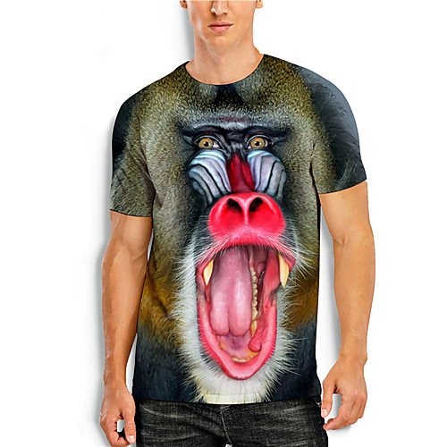 

Men's Tees T shirt 3D Print Graphic Prints Animal Print Short Sleeve Daily Tops Casual Designer Big and Tall Brown