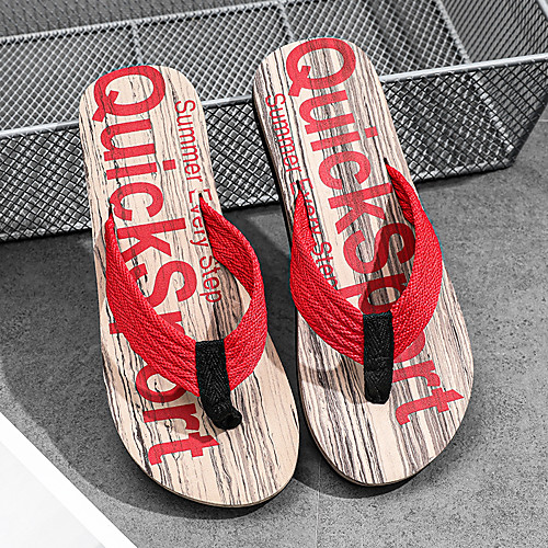 

Men's Slippers & Flip-Flops Slippers Casual Beach Daily Outdoor Synthetics Breathable Non-slipping Wear Proof Booties / Ankle Boots Black Red Gray Spring Summer