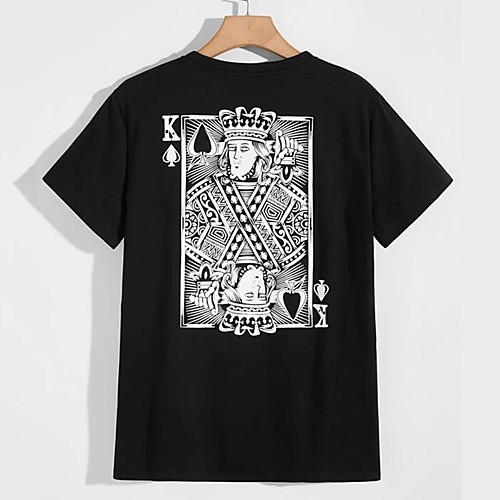 

Men's Tee T shirt Hot Stamping Graphic Prints Card Print Short Sleeve Casual Tops 100% Cotton Basic Designer Big and Tall Black