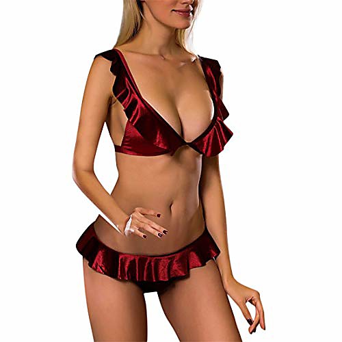 

Women's Bikini 2 Piece Swimsuit Pleated Solid Color Light Blue Wine Red Blushing Pink Light Purple Green Swimwear Bathing Suits New Vintage Sexy / Padded Bras / Beach