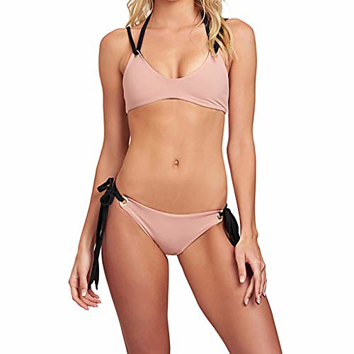 

Women's Bikini 2 Piece Swimsuit Tie Knot Slim Solid Color Blushing Pink Black Swimwear Bathing Suits New Casual Sweet / Padded Bras / Beach