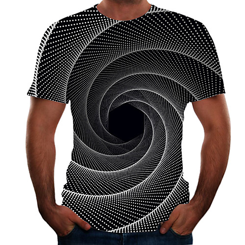 

Men's T shirt 3D Print 3D Rivet Mesh Short Sleeve Casual Tops Black Red Green