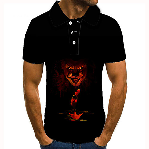 

Men's Golf Shirt 3D Print Cartoon Animal Button-Down Short Sleeve Street Tops Casual Fashion Cool Black / Sports