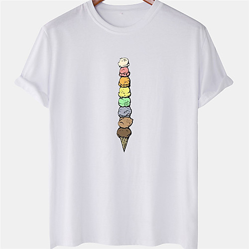 

Men's Unisex Tee T shirt Hot Stamping Ice Cream Plus Size Short Sleeve Casual Tops 100% Cotton Basic Designer Big and Tall White Black Yellow