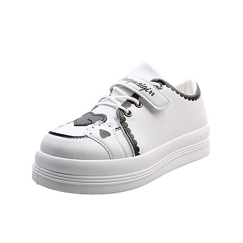 

Women's Sneakers White Shoes Flat Heel Round Toe PU Solid Colored Dusty Rose Blue Black