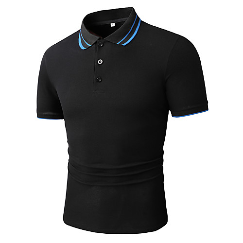 

Men's Golf Shirt Tennis Shirt non-printing Solid Colored Short Sleeve Casual Tops Cotton Black