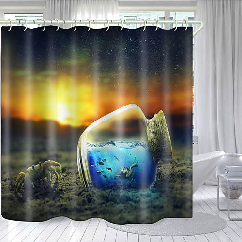 

The Underwater World Digital Printing Shower Curtain Shower Curtains Hooks Modern Polyester New Design 72 Inch