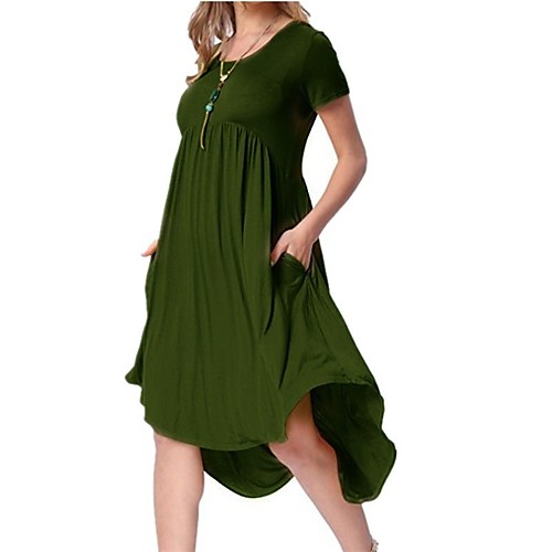 

Women's T Shirt Dress Tee Dress Knee Length Dress Short Sleeve Solid Color Summer Round Neck Casual Loose 2021 S M L XL XXL XXXL