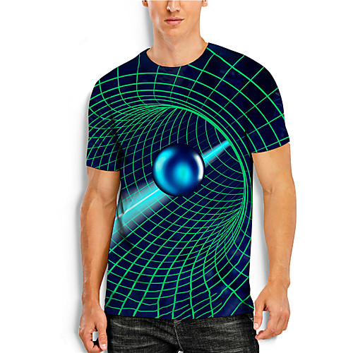 

Men's Tee T shirt Shirt 3D Print 3D Graphic Prints Print Short Sleeve Daily Tops Casual Designer Big and Tall Round Neck Blue / Summer